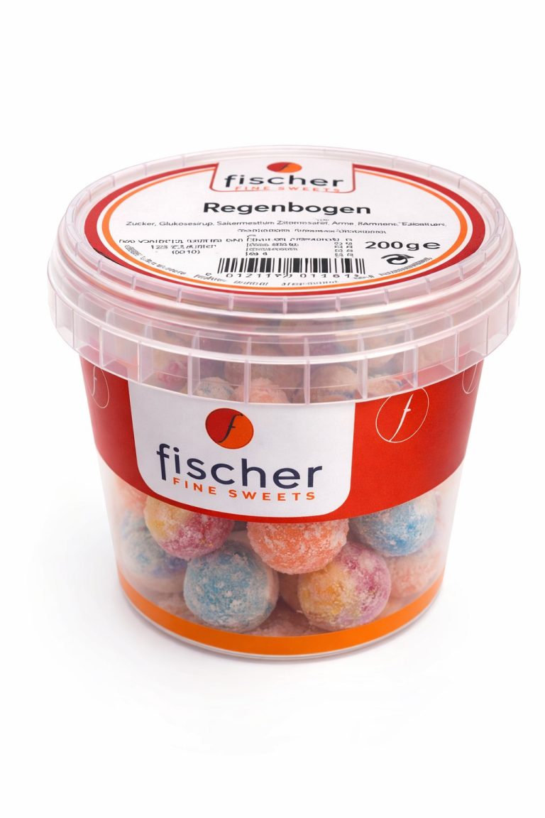 Fischer Regenbogen-Bonbons im wiederverschließbaren Becher