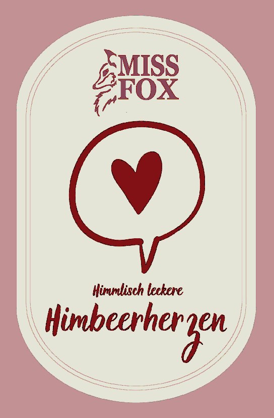 Individuelles Etikett für Miss Fox: Himmlisch leckere Himbeerherzen
